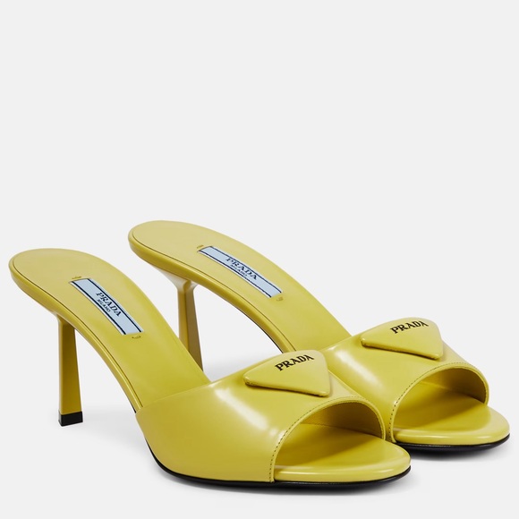 PRADA logo leather mules in cedro - Picture 4 of 11
